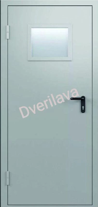 Купить Светло-серая противопожарная дверь с остеклением